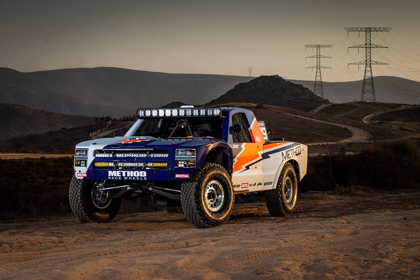 AJ Jones AWD Mason motorsports Trophy Truck in Chevy Lightning livery